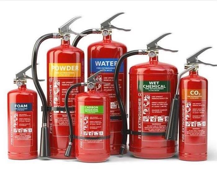 Different kinds of fire extinguishers 